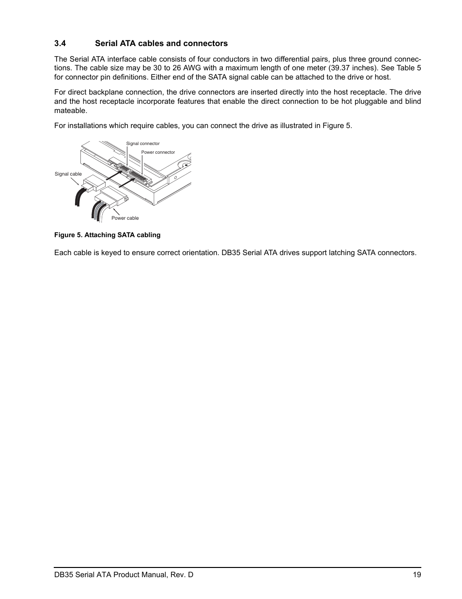 4 serial ata cables and connectors, Figure 5, Attaching sata cabling | Seagate DB35 Serial ATA ST3300831SCE User Manual | Page 27 / 50