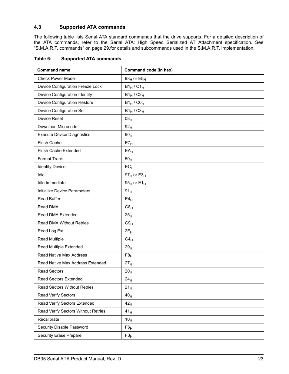 3 supported ata commands | Seagate DB35 Serial ATA ST3300831SCE User Manual | Page 31 / 50