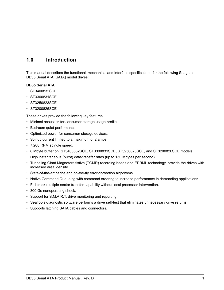 0 introduction | Seagate DB35 Serial ATA ST3300831SCE User Manual | Page 9 / 50