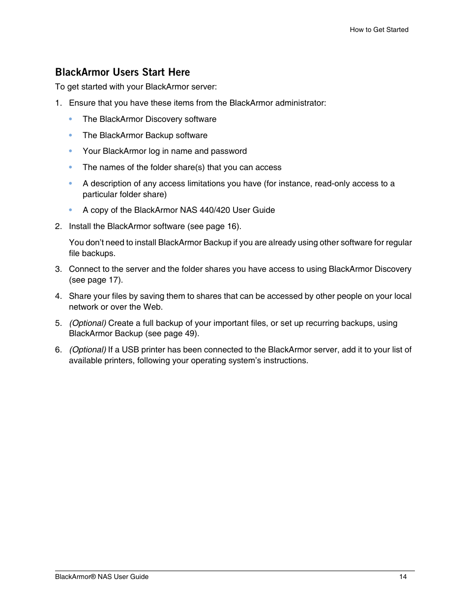 Blackarmor users start here, Ontinue with “blackarmor users start here” in th | Seagate BlackArmor NAS 440 User Manual | Page 13 / 60