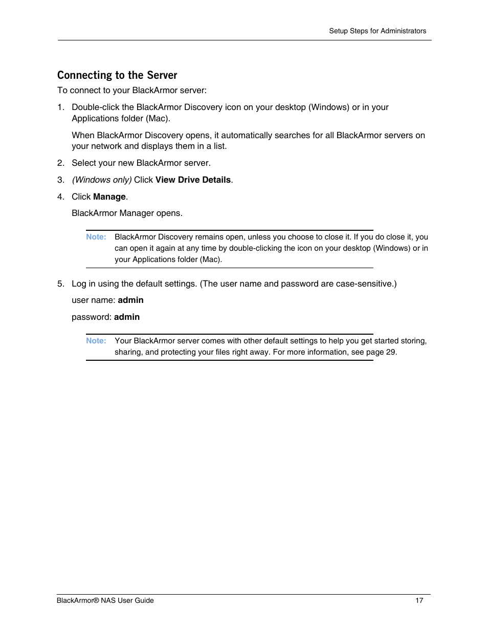 Connecting to the server | Seagate BlackArmor NAS 440 User Manual | Page 16 / 60