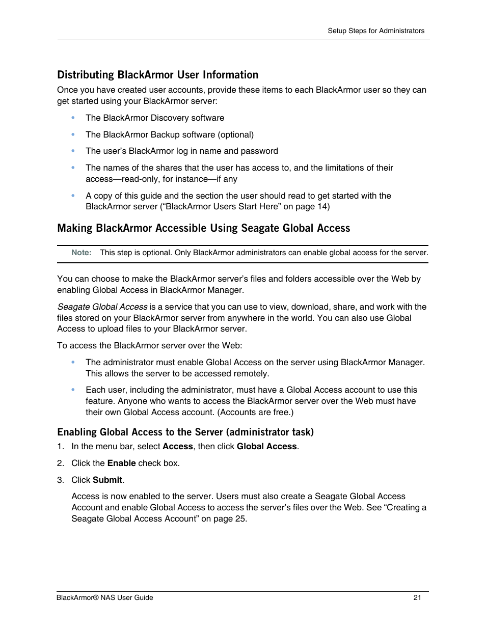 Distributing blackarmor user information | Seagate BlackArmor NAS 440 User Manual | Page 20 / 60