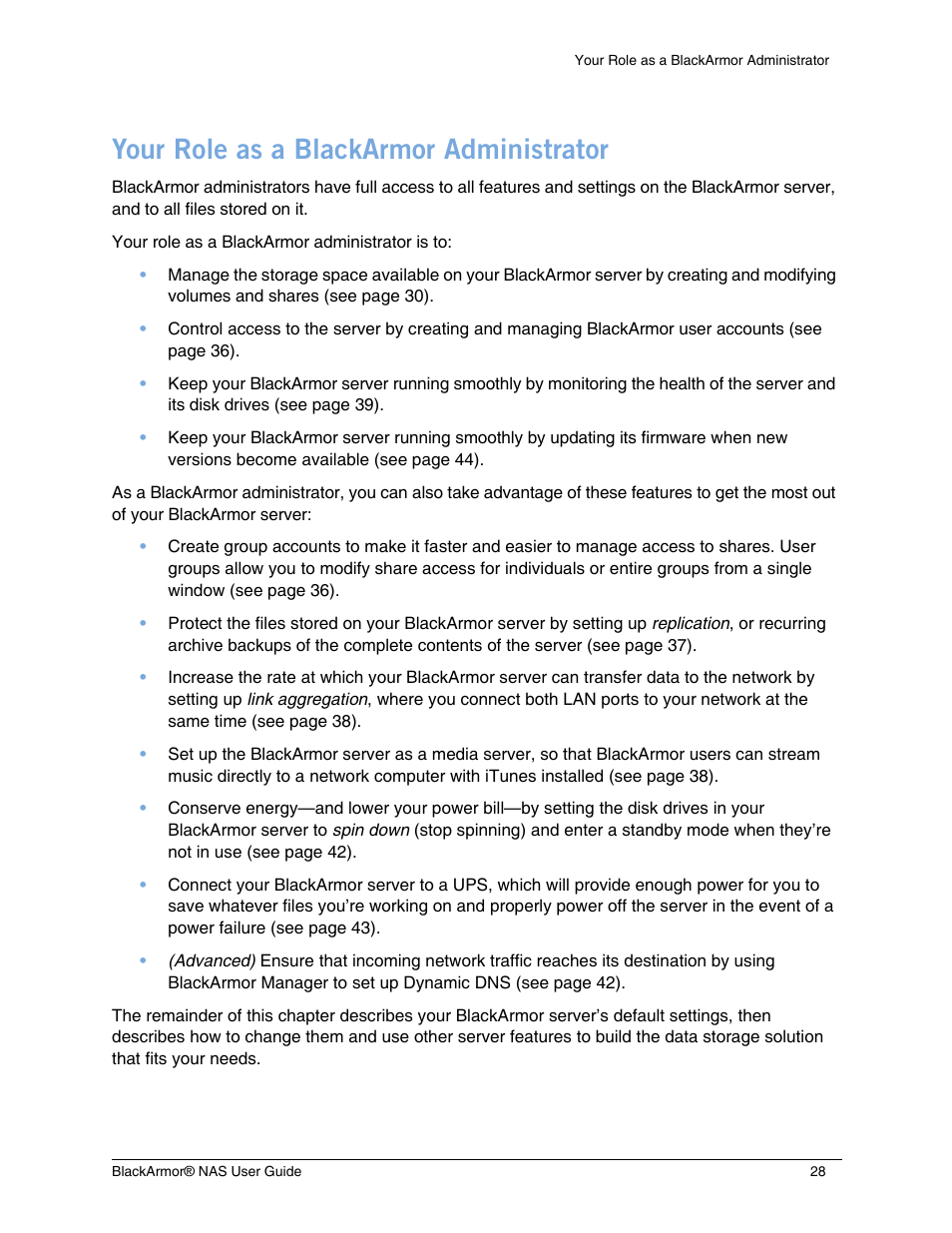 Your role as a blackarmor administrator | Seagate BlackArmor NAS 440 User Manual | Page 26 / 60