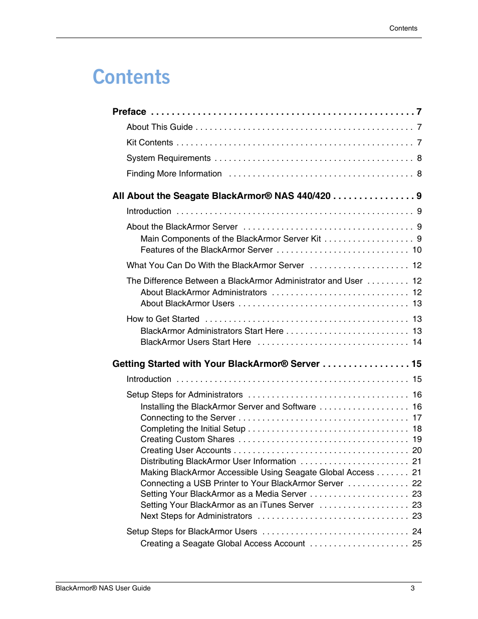 Seagate BlackArmor NAS 440 User Manual | Page 3 / 60