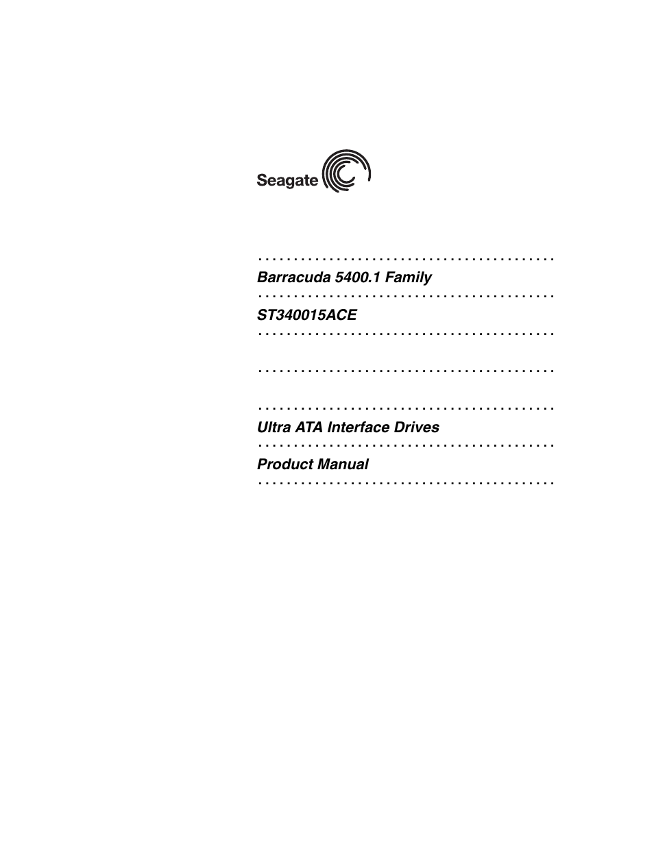Seagate Barracuda ST340015ACE User Manual | 58 pages