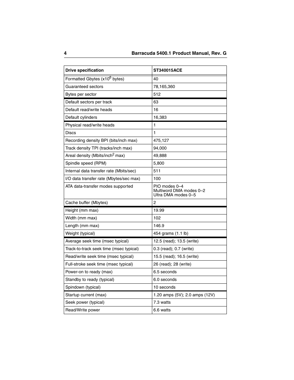 Seagate Barracuda ST340015ACE User Manual | Page 12 / 58