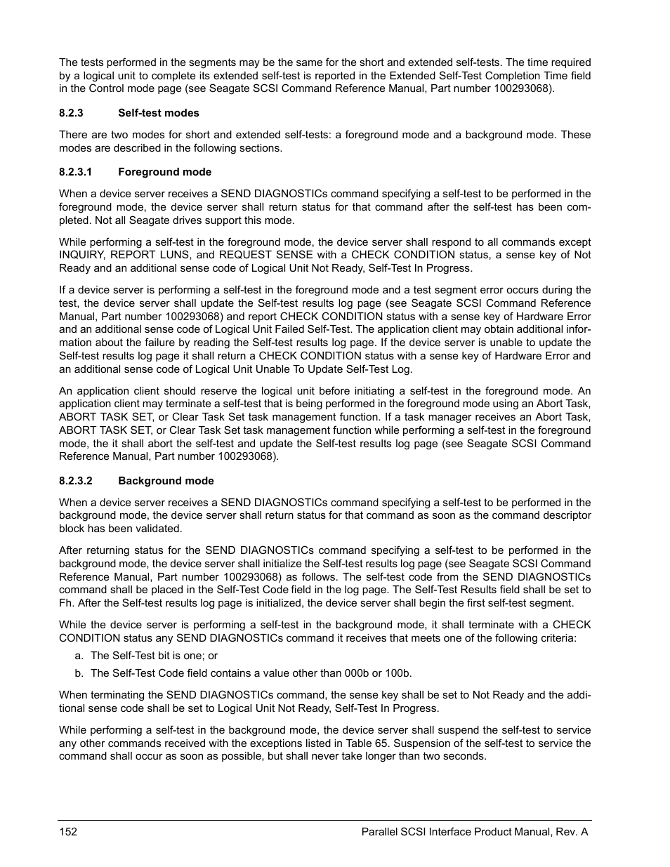 3 self-test modes, 1 foreground mode, 2 background mode | Seagate Ultra 320 User Manual | Page 166 / 186