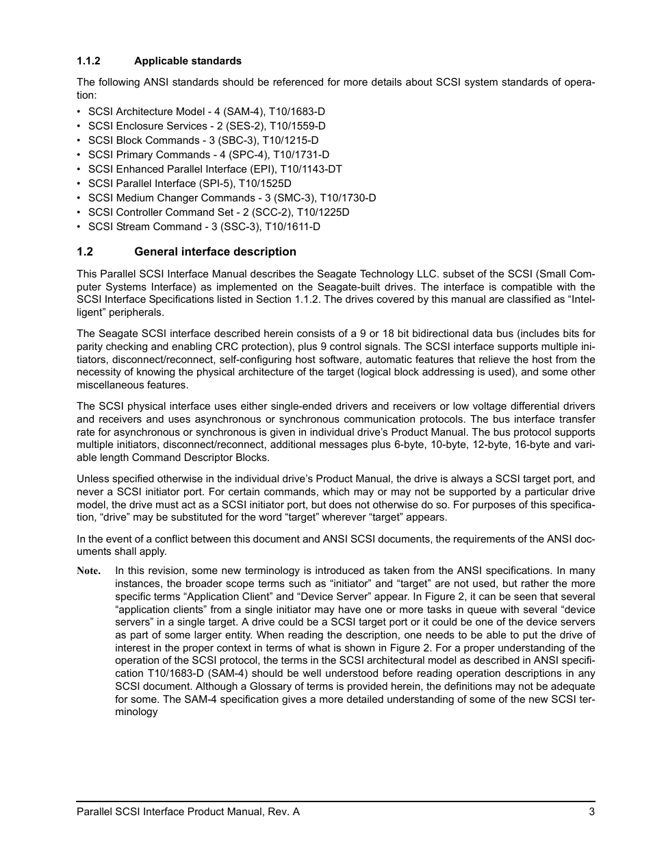 2 applicable standards, 2 general interface description | Seagate Ultra 320 User Manual | Page 17 / 186