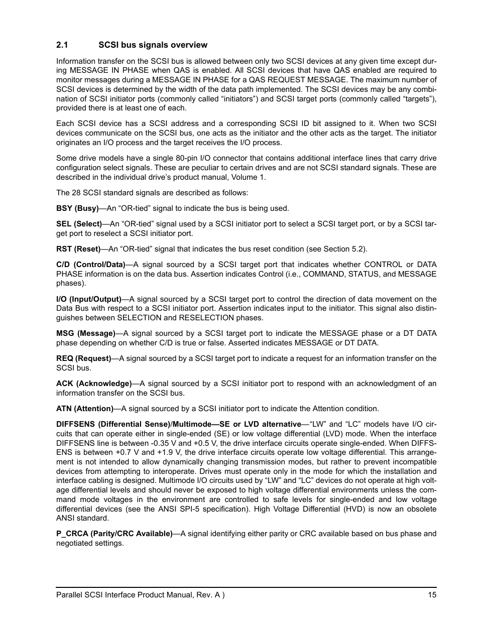 1 scsi bus signals overview | Seagate Ultra 320 User Manual | Page 29 / 186