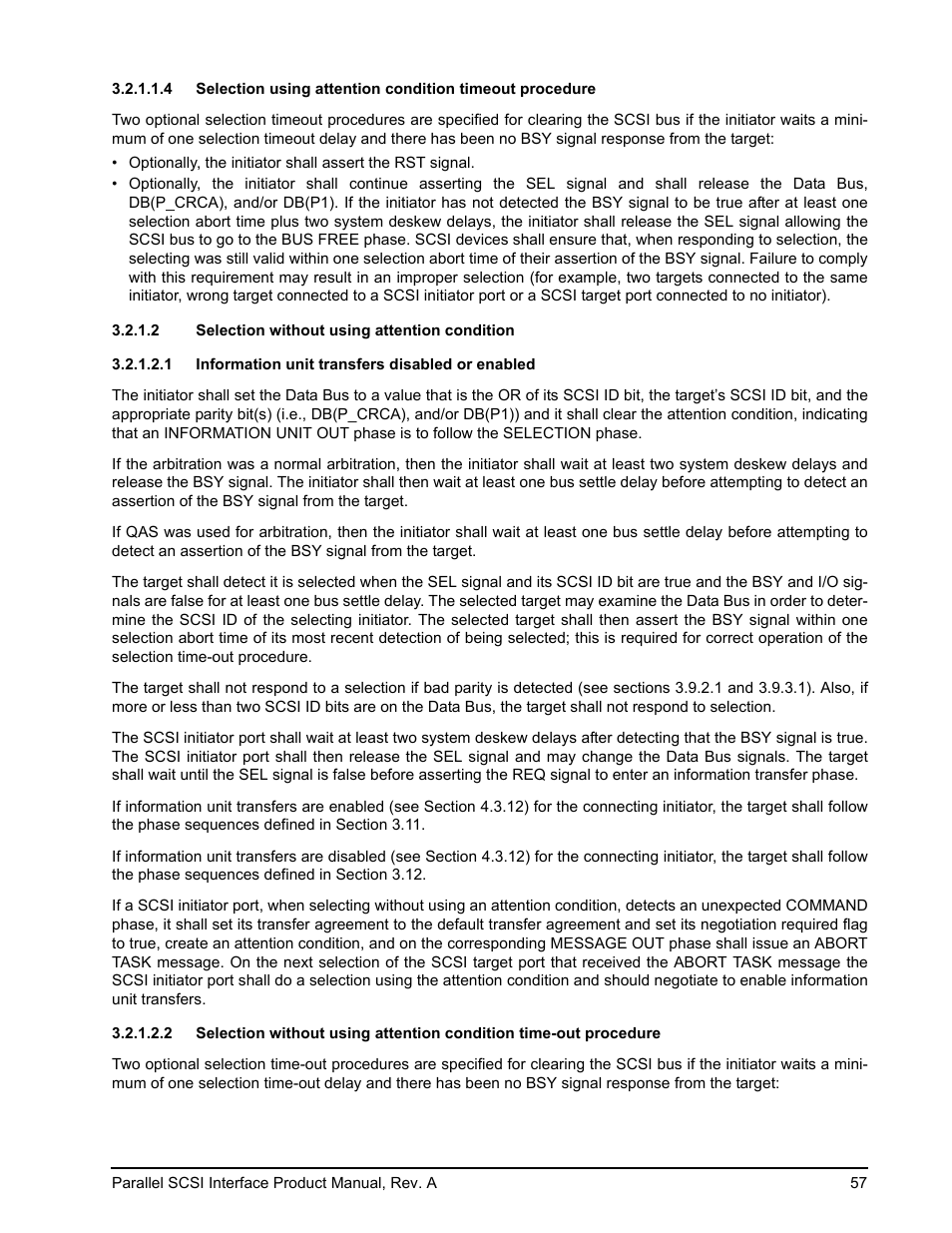 2 selection without using attention condition, 1 information unit transfers disabled or enabled | Seagate Ultra 320 User Manual | Page 71 / 186