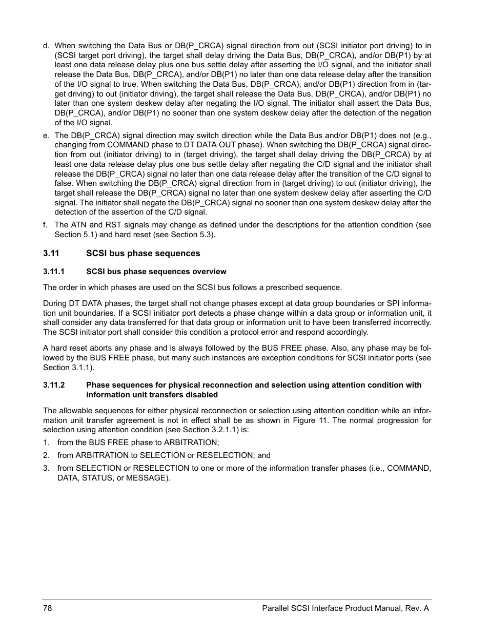 11 scsi bus phase sequences, 1 scsi bus phase sequences overview, N 3.11 | Seagate Ultra 320 User Manual | Page 92 / 186