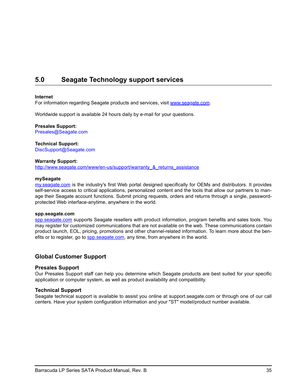 0 seagate technology support services | Seagate BARRACUDA ST31500541AS User Manual | Page 41 / 48