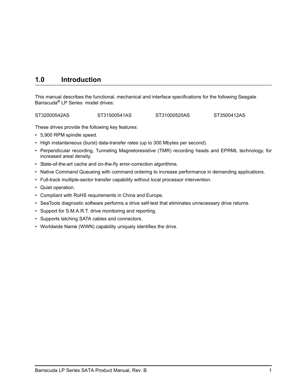 0 introduction | Seagate BARRACUDA ST31500541AS User Manual | Page 7 / 48