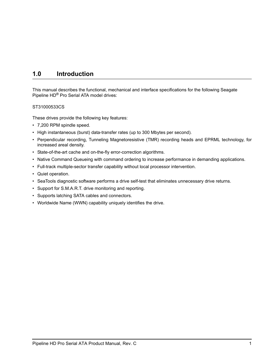 0 introduction | Seagate Pipeline HD Pro Serial ATA ST31000533CS User Manual | Page 7 / 44