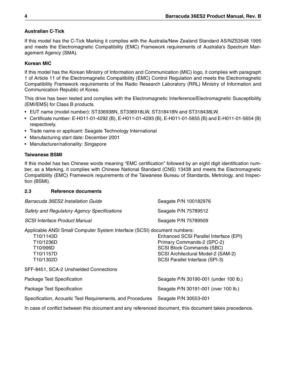 3 reference documents | Seagate Barracuda ST318418N User Manual | Page 14 / 96