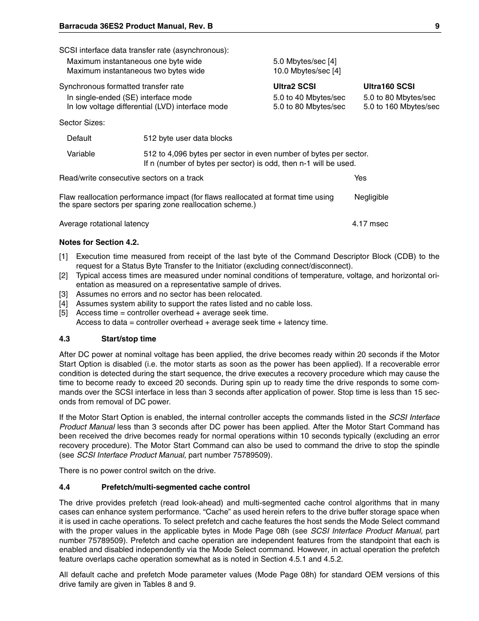 3 start/stop time, 4 prefetch/multi-segmented cache control, T) [1] [3 | L [2, M [3, E [3 | Seagate Barracuda ST318418N User Manual | Page 19 / 96