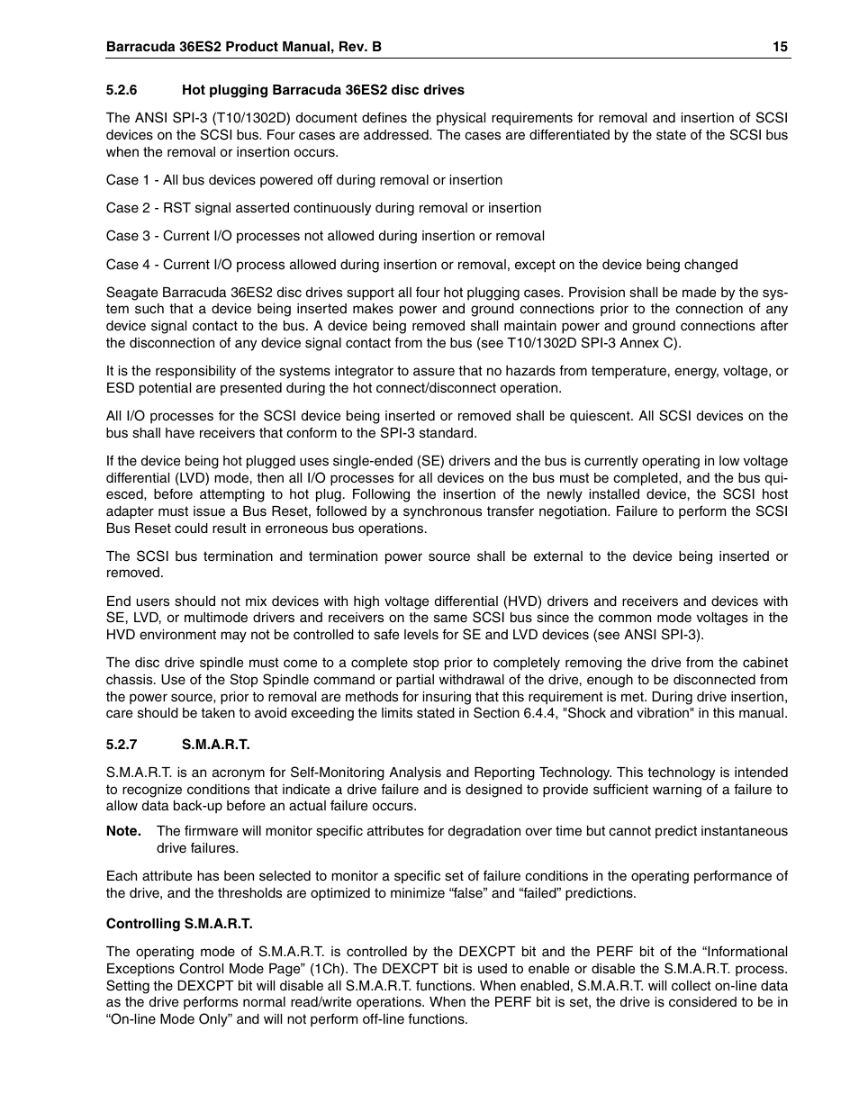 6 hot plugging barracuda 36es2 disc drives, 7 s.m.a.r.t | Seagate Barracuda ST318418N User Manual | Page 25 / 96