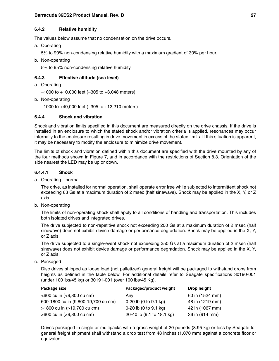 2 relative humidity, 3 effective altitude (sea level), 4 shock and vibration | 1 shock | Seagate Barracuda ST318418N User Manual | Page 37 / 96