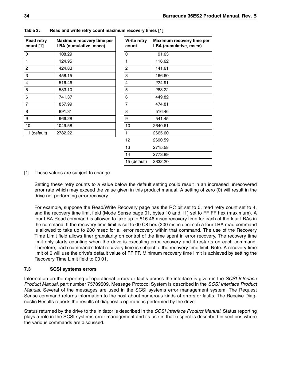 3 scsi systems errors | Seagate Barracuda ST318418N User Manual | Page 44 / 96