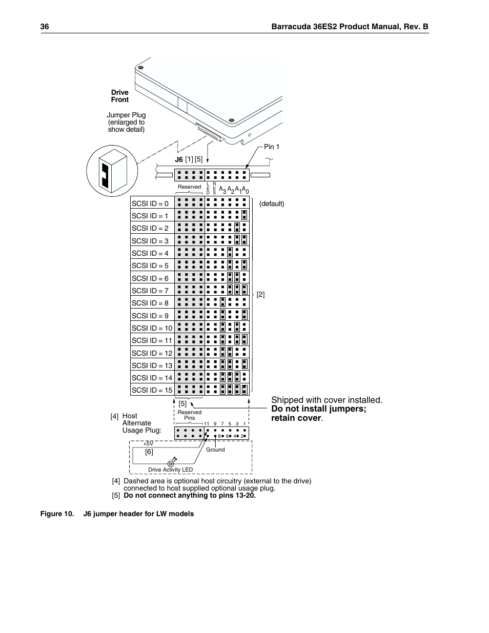 Figure 10, J6 jumper header for lw models, S 10 | Seagate Barracuda ST318418N User Manual | Page 46 / 96