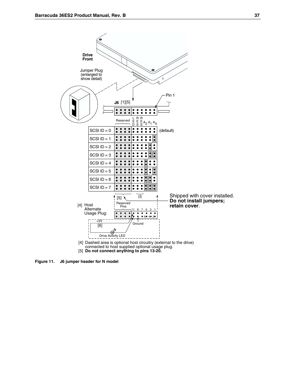 Figure 11, J6 jumper header for n model | Seagate Barracuda ST318418N User Manual | Page 47 / 96