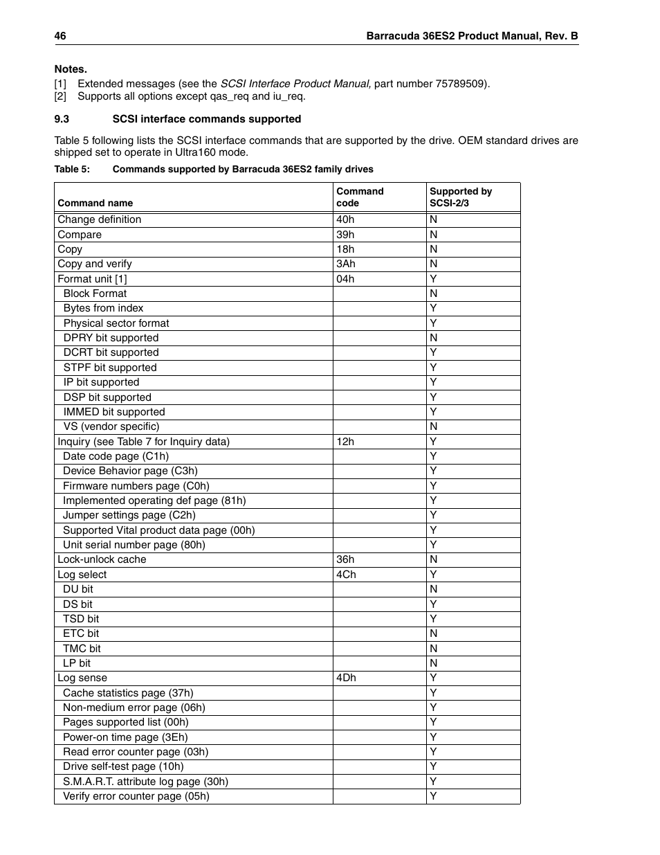 3 scsi interface commands supported | Seagate Barracuda ST318418N User Manual | Page 56 / 96