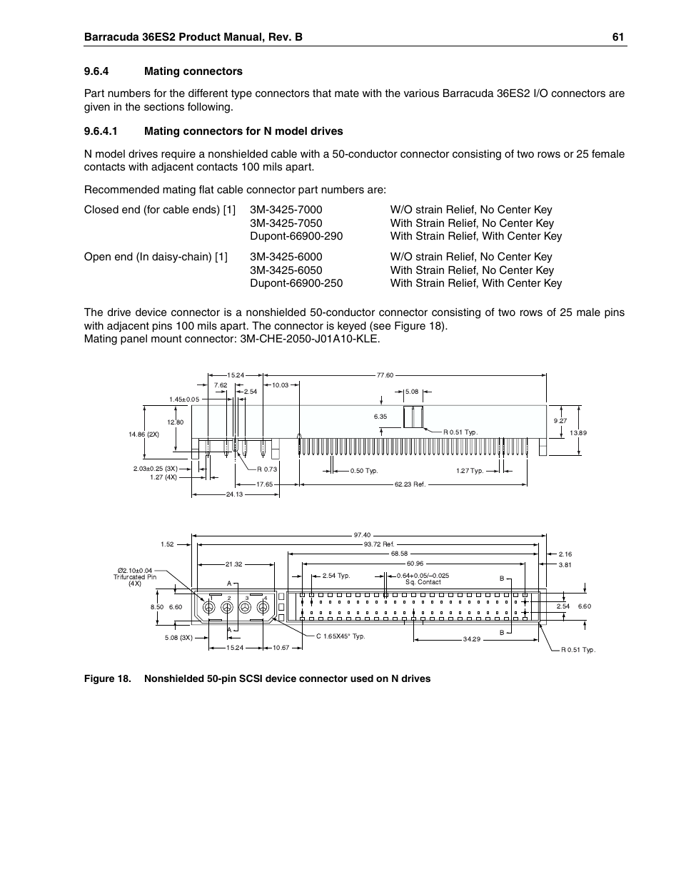 4 mating connectors, 1 mating connectors for n model drives, Figure 18 | Seagate Barracuda ST318418N User Manual | Page 71 / 96