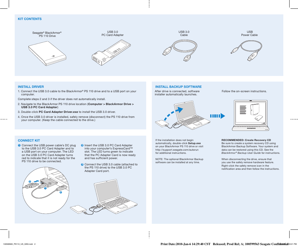 Quick start guide | Seagate BlackArmor Portable Drive PS110 User Manual | Page 2 / 2
