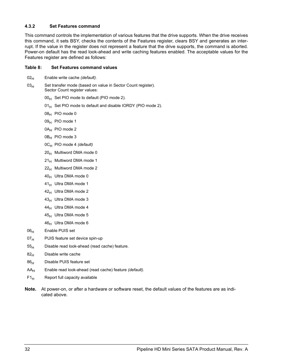 2 set features command | Seagate Pipeline HD Mini Series SATA ST9250311CS User Manual | Page 38 / 48