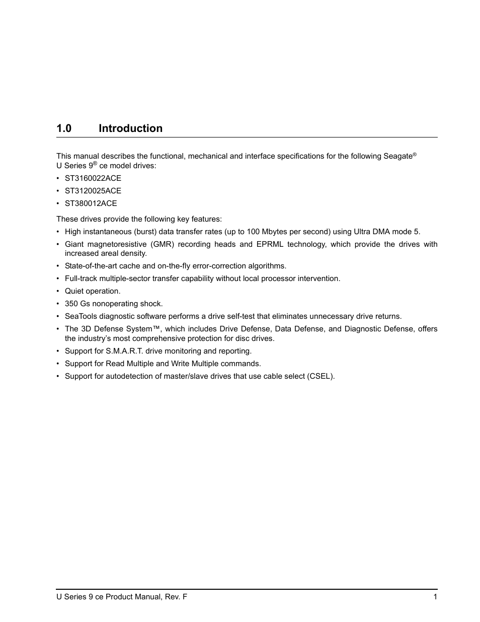 0 introduction, Introduction | Seagate U Series 9 CE User Manual | Page 11 / 52