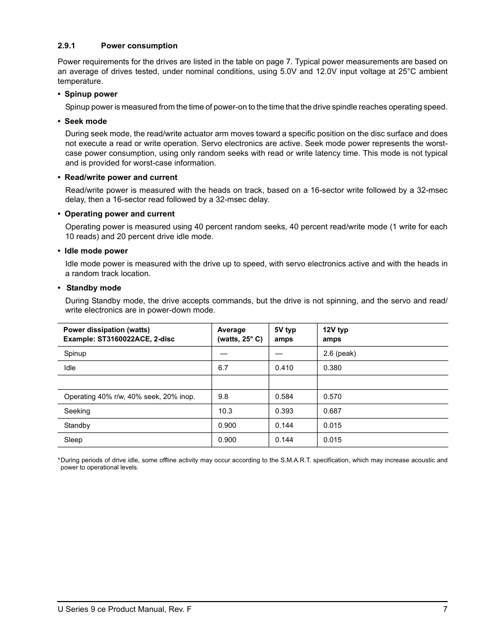1 power consumption, Power consumption | Seagate U Series 9 CE User Manual | Page 17 / 52