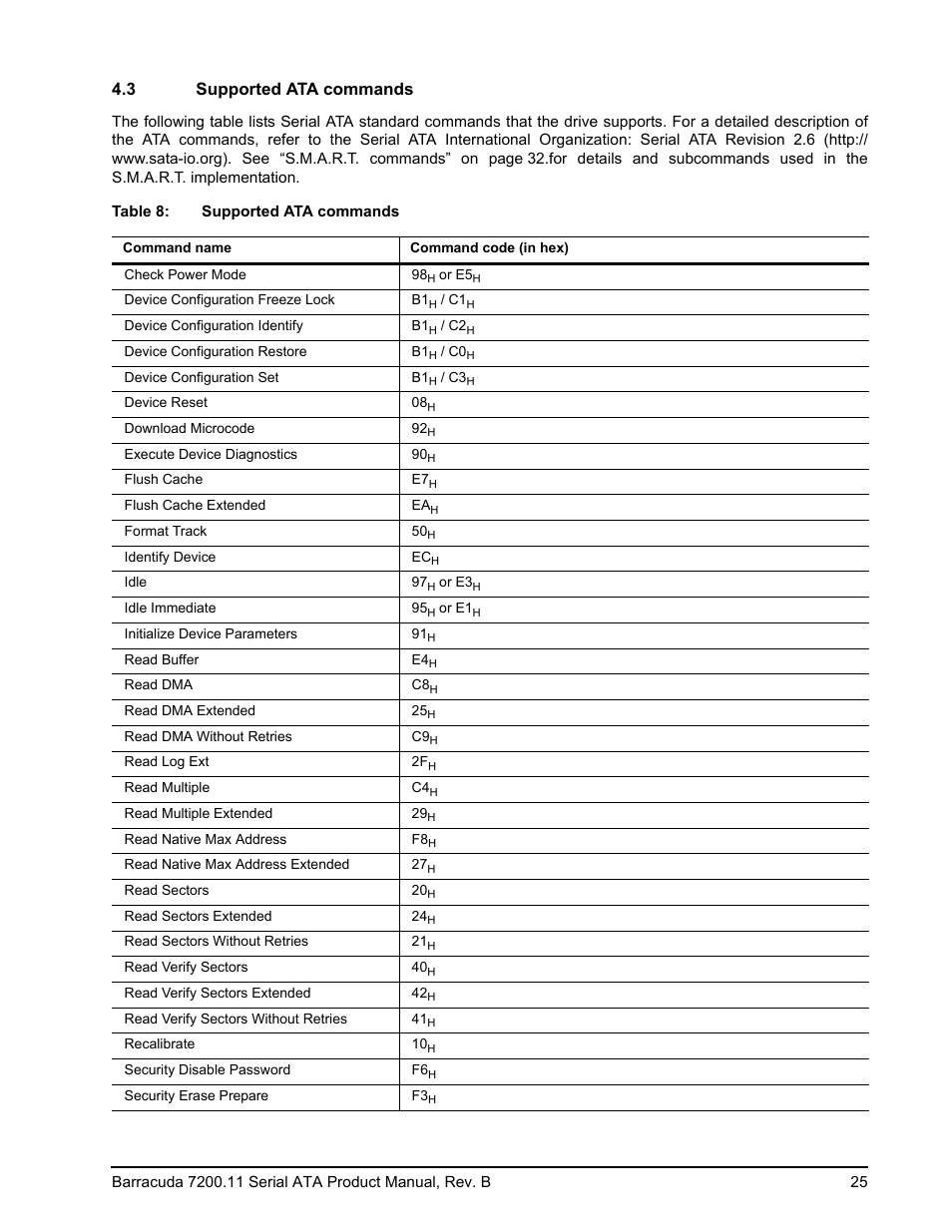 3 supported ata commands | Seagate BARRACUDA 7200.11 User Manual | Page 31 / 46