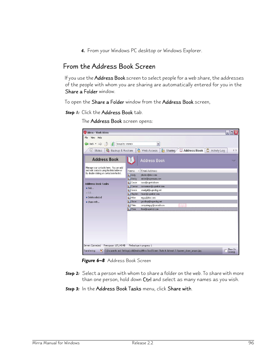 From the address book screen | Seagate Server User Manual | Page 104 / 149