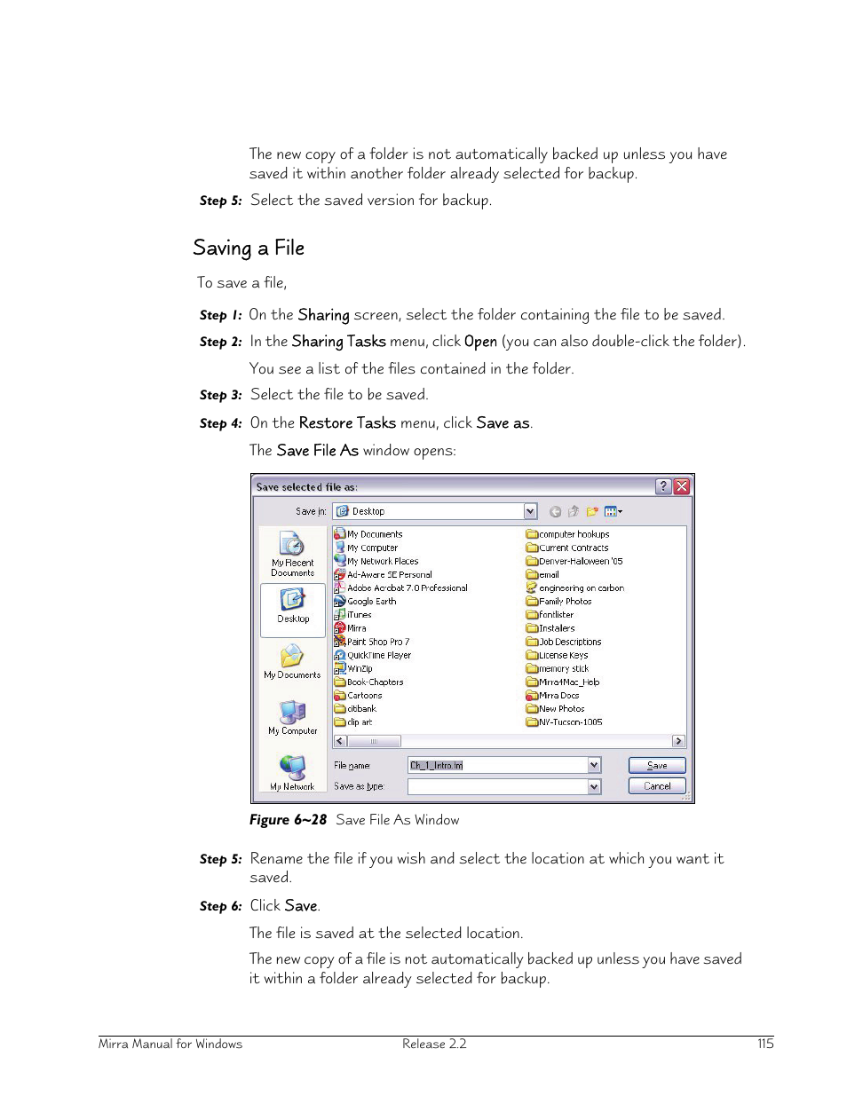 Saving a file | Seagate Server User Manual | Page 123 / 149