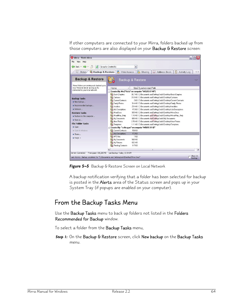 From the backup tasks menu | Seagate Server User Manual | Page 72 / 149