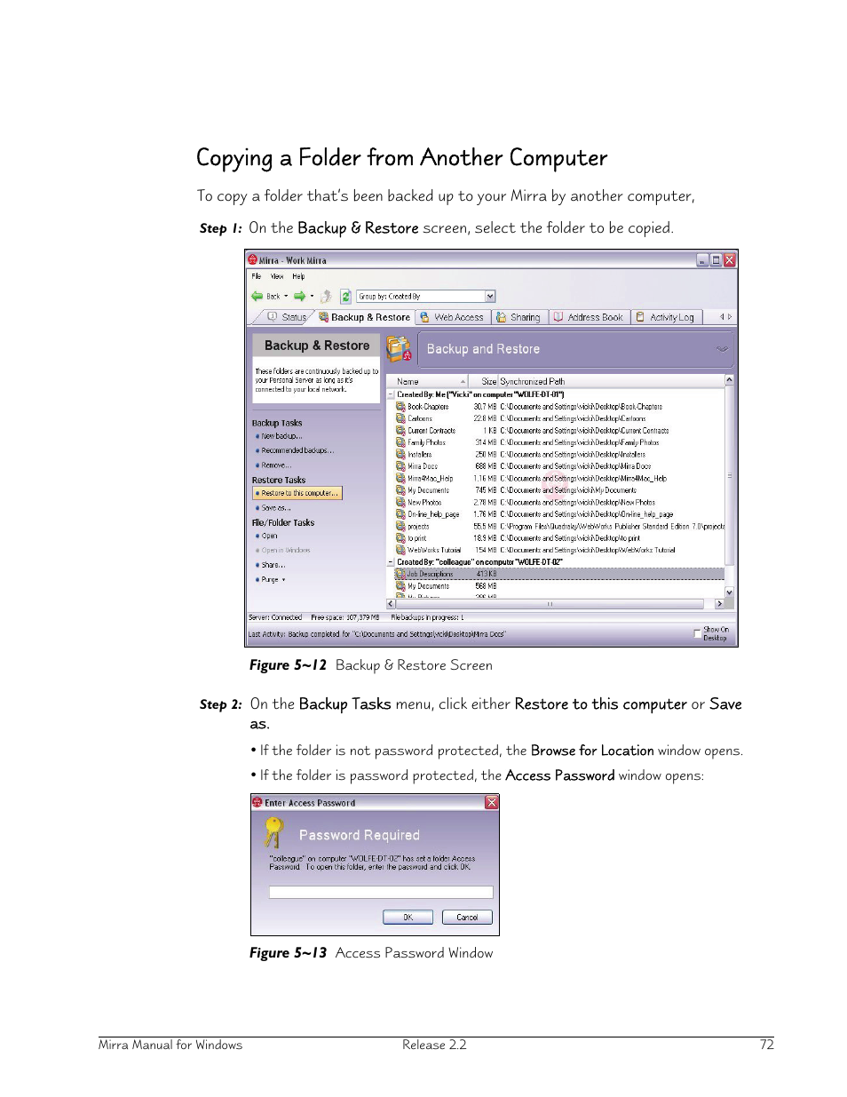 Copying a folder from another computer | Seagate Server User Manual | Page 80 / 149
