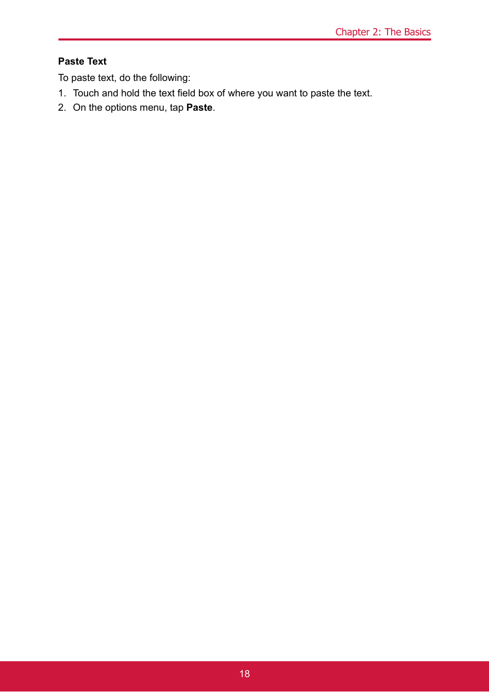 To paste text, do the following, On the options menu, tap paste | ShelterLogic ViewPhone 3 VS14032 User Manual | Page 33 / 98