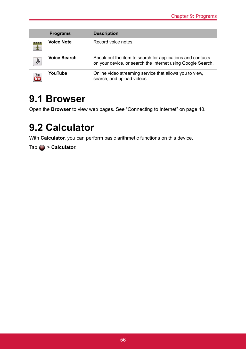1 browser, 2 calculator | ShelterLogic ViewPhone 3 VS14032 User Manual | Page 71 / 98