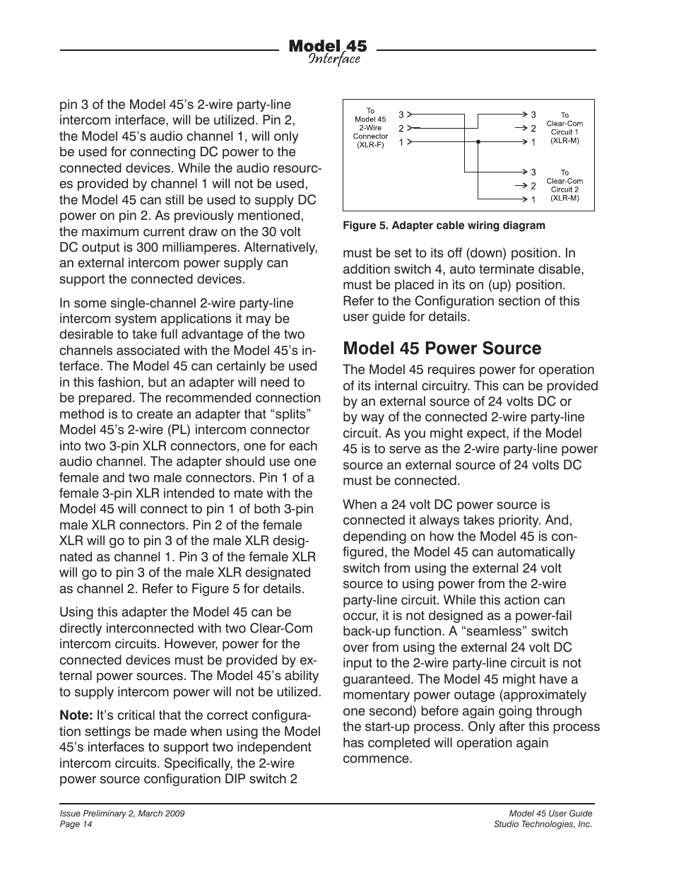 Model 45 power source | StudioTech M45-00151 User Manual | Page 14 / 31