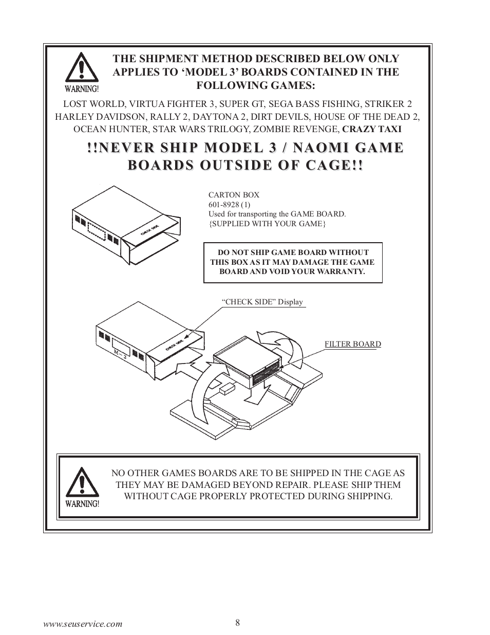 Never ship model 3 / naomi game | Sega 999-0886-01 User Manual | Page 13 / 85