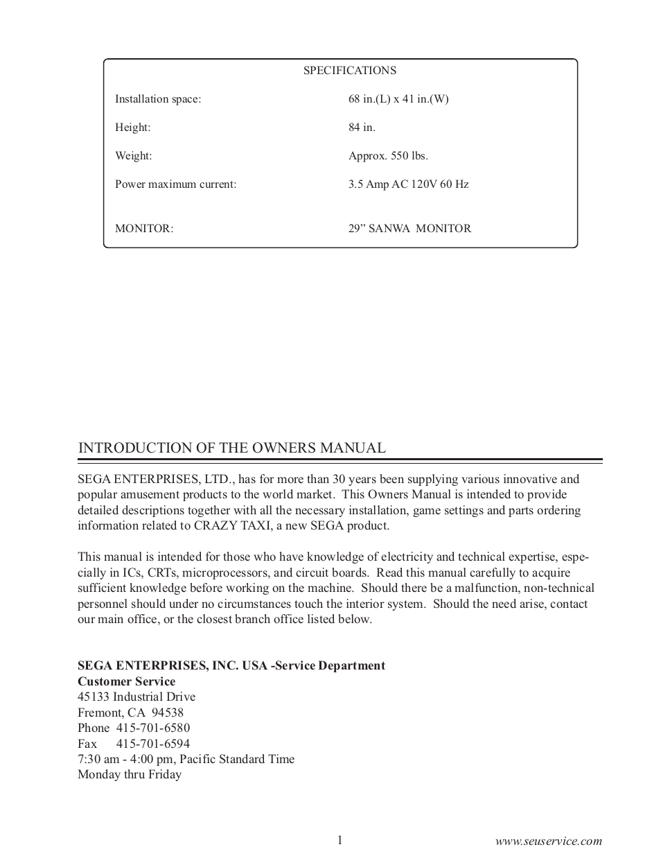 Sega 999-0886-01 User Manual | Page 6 / 85