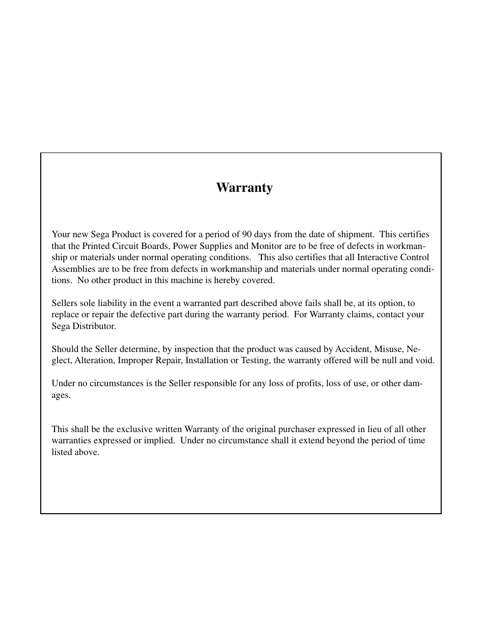 Warranty | Sega 999-0886 User Manual | Page 2 / 82