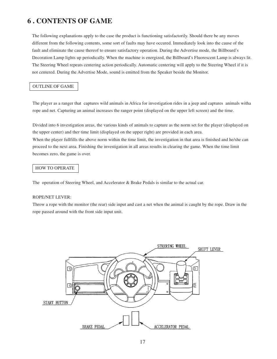 6 . contents of game | Sega 999-0886 User Manual | Page 20 / 82