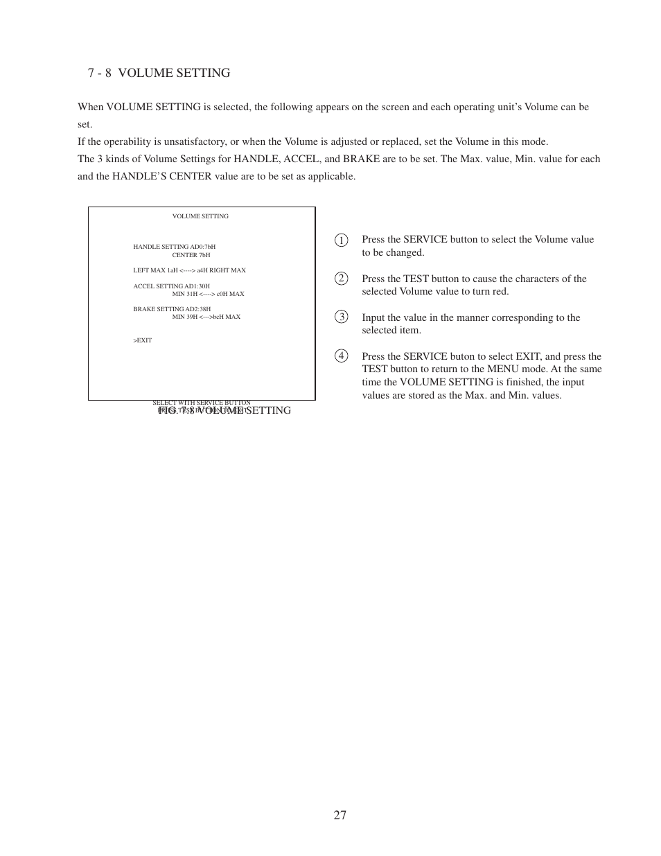 27 7 - 8 volume setting | Sega 999-0886 User Manual | Page 30 / 82