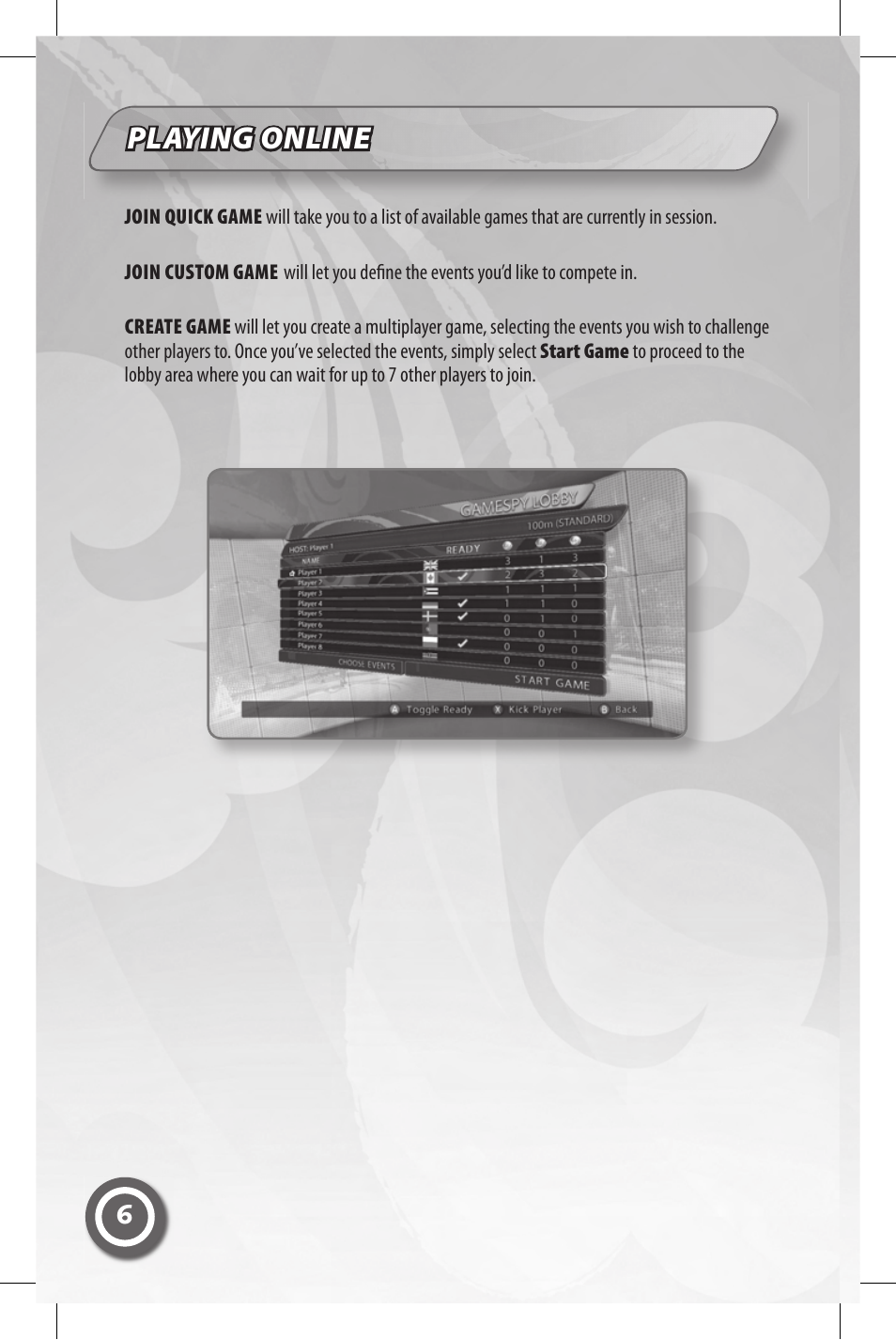 Playing online | Sega OLYMPIC 2008 MAN-S075-UK User Manual | Page 8 / 19