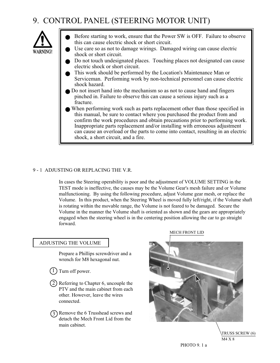Control panel (steering motor unit) | Sega 999-1108 User Manual | Page 60 / 118