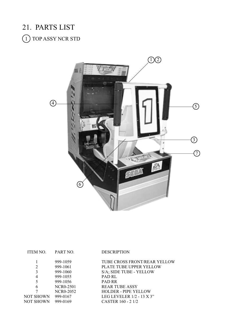 Parts list | Sega 999-1108 User Manual | Page 93 / 118