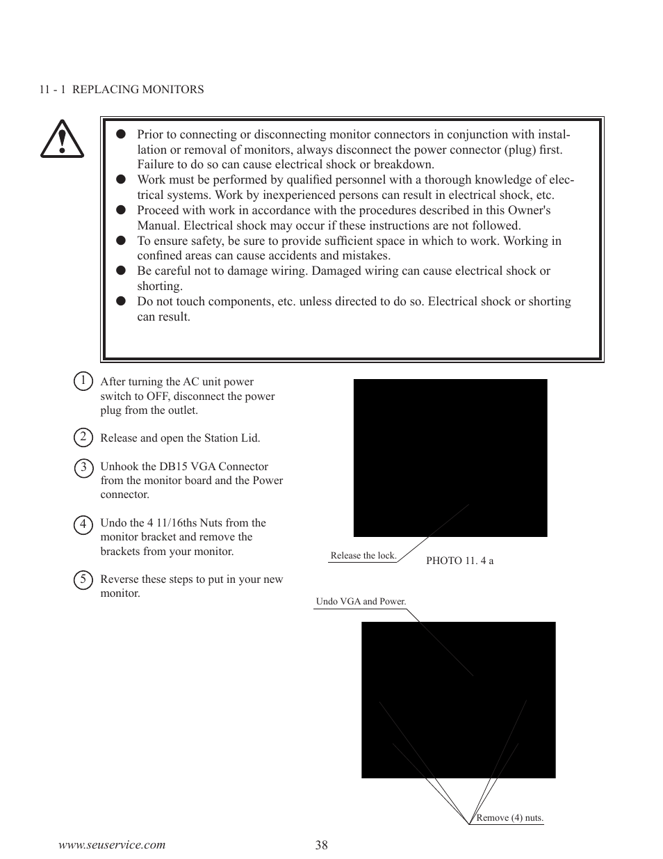 Warning, Monitor | Sega LTM170E6-L04 User Manual | Page 46 / 66