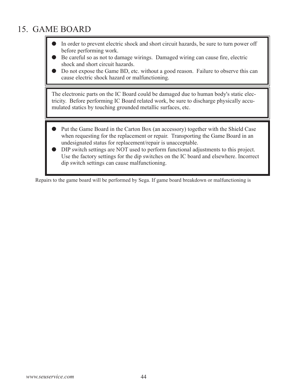 Game board | Sega LTM170E6-L04 User Manual | Page 52 / 66