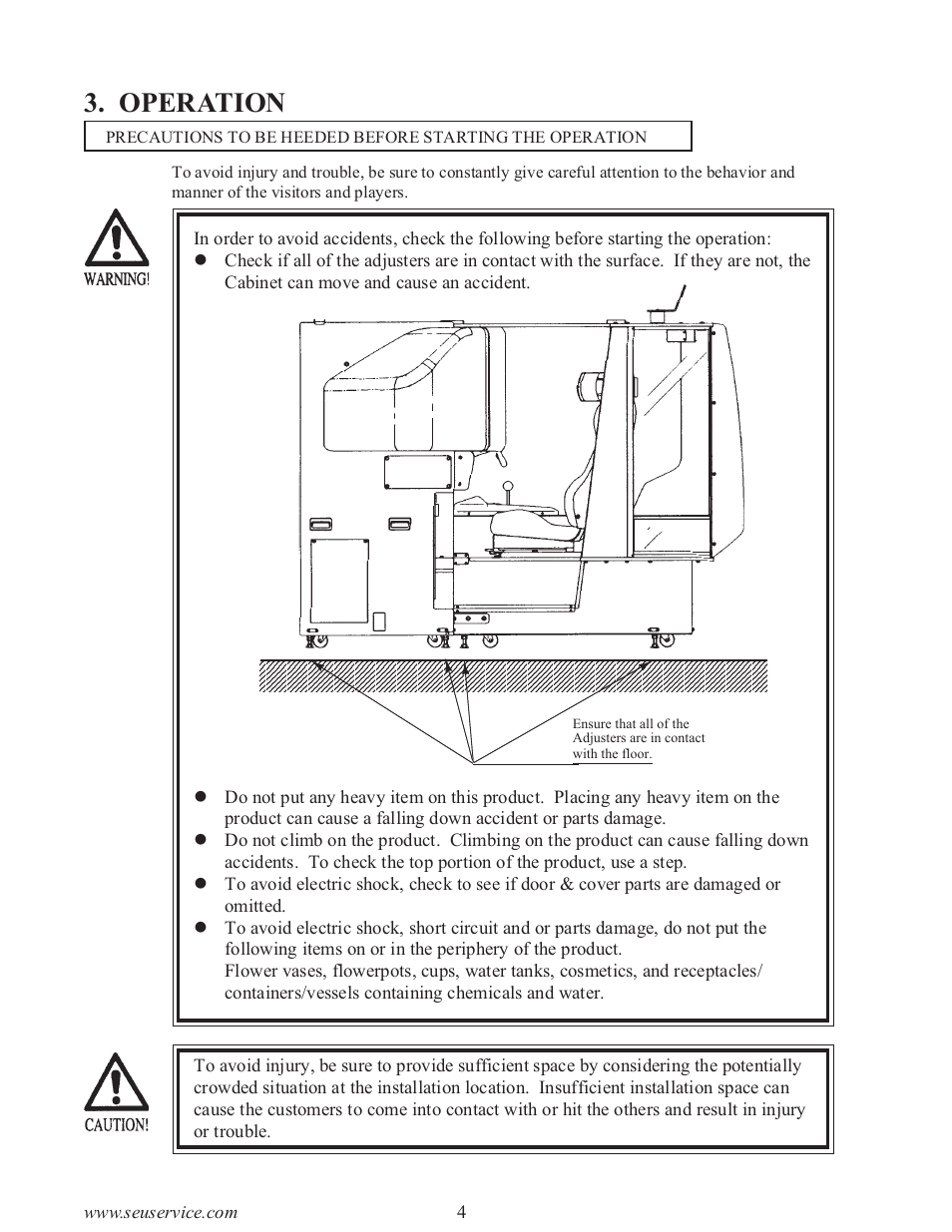 Operation | Sega type twin F355 User Manual | Page 11 / 153
